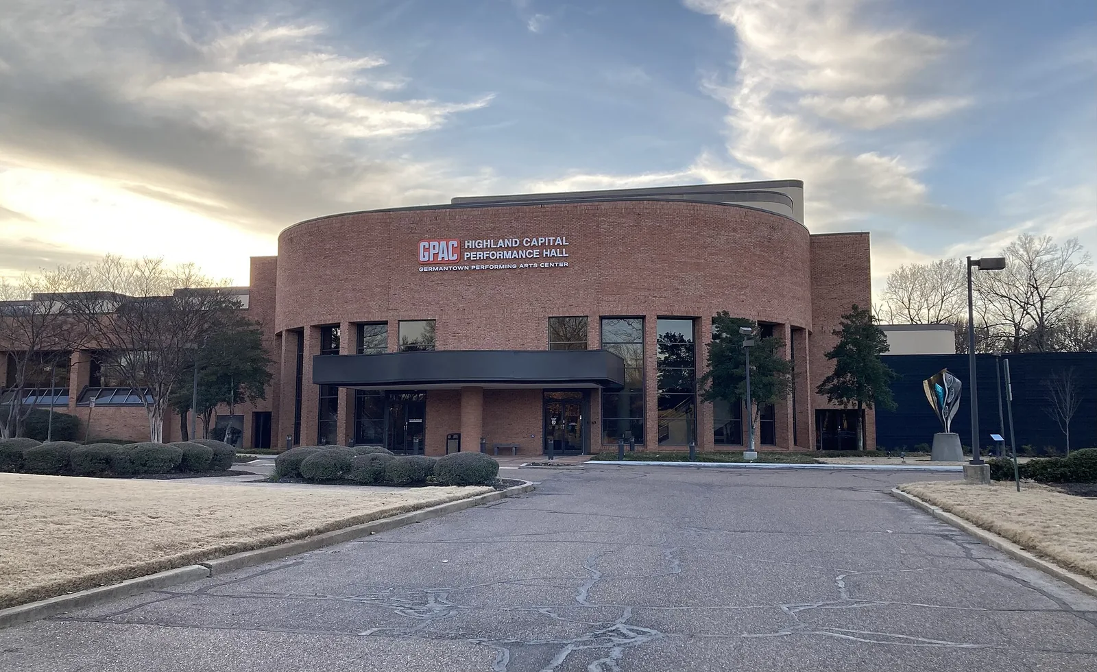 The Germantown Performing Arts Center, a round brick hall, in neighboring Germantown, Tenn.